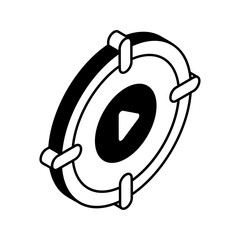 Camera Focus Depth isometric Concept, Object Detection Camera Sensor Vector outline Icon Design, FilmmakingSymbol, video production  equipment Sign, streaming media and film maker Stock illustration