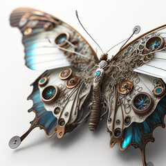 Steampunk butterfly on white background