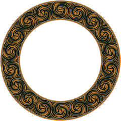 Vintage botanic garden stylish round frame golden spiral vortex cross wave