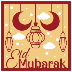 Islamic eid festival greeting card  background, laser cut eid mubarak card