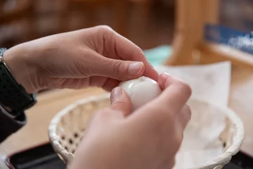 Foto auf Leinwand ゆで卵を食べる © rai