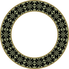 Vintage botanic garden round frame curve cross flower kaleidoscope