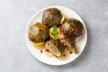 Traditional Turkish food; stuffed artichokes, stuffed artichokes. Turkish name; enginar canaginda sarma - dolma