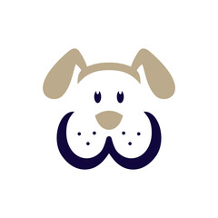 a clever, cute and adorable dog illustration logo