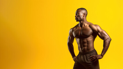A fictional person. Confident Fitness Model on a one color Background