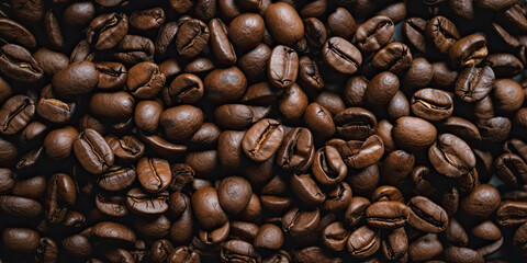Fototapeta premium Roasted coffee beans texture - Generative AI