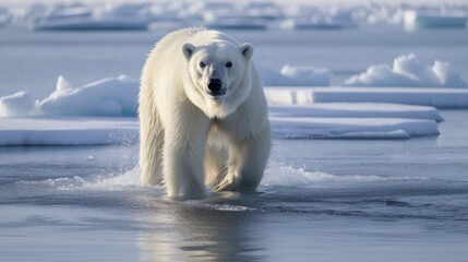 Obraz na płótnie Canvas polar bear on the ice. AI generated.