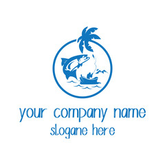 River fish icon logo design with vector format.