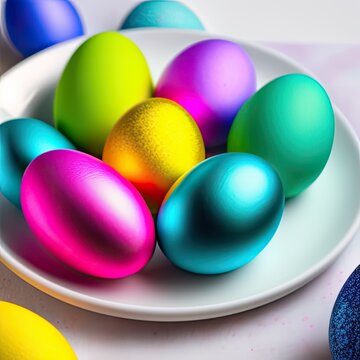 colored Easter eggs. image generated by artificial identity
