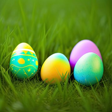 colored Easter eggs. image generated by artificial identity