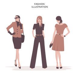 Fototapeta premium Fashion stylish women set