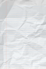 White сlean crumpled notebook paper with lines