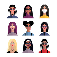 Collection of Fashion woman in flat style