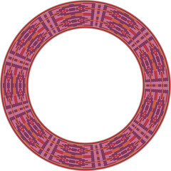 Vintage round frame stitch woven check geometry cross line