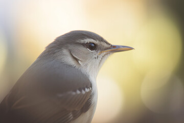 Obraz premium a close up of a bird focused in its eye with a blurry background. Created with Generative AI Technology