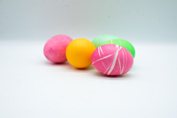 Fototapeta na wymiar Colourful Easter eggs isolated on white background 