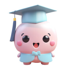 3D icon Kawaii cartoon diploma graduation student character illustration isolated background transparent png. Generative ai