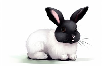 Obraz premium bunny, illustration, eastern bunny, black, white, cute, Generative AI