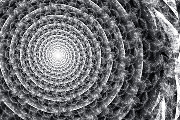 Naklejka premium White swirling pattern of crooked waves on a black background. Abstract fractal 3D rendering
