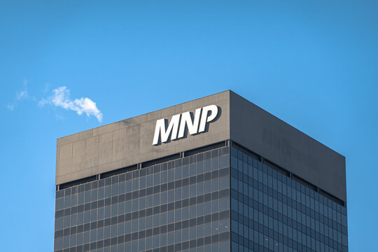 Edmonton, Alberta, Canada. Apr 04, 2023. A MNP building sign. One of the largest full-service chartered professional accountancy and business advisory firms in Canada.