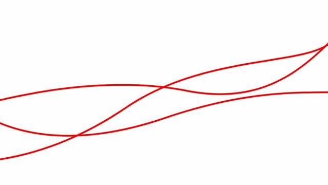 Animated stripes. Three red bars. Decorative lines. Waves gradually changes shape. Looped video. Flat vector illustration isolated on a white background.