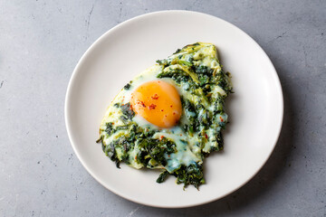 Turkish Food Spinach with Egg. Turkish name; ispanakli yumurta