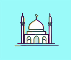 Hand Drawn mosque Vector Illustration. Mosque sketch art illustration on white Background.