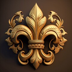 Royal gold fleur de lis ornament. Generative AI - obrazy, fototapety, plakaty