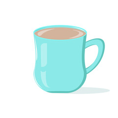 Cup of coffee. Ceramic cup of coffee isolated on white. Vector illustration.