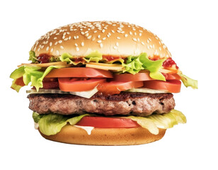 Tasty beef burger. Illustration Generative AI.