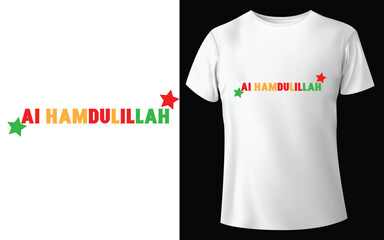 AI HamduLillah Typographic Tshirt Design - T-shirt Design For Print Eps Vector