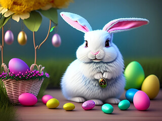 Cute Easter Bunny Background