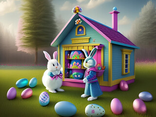 Cute Easter Bunny Background
