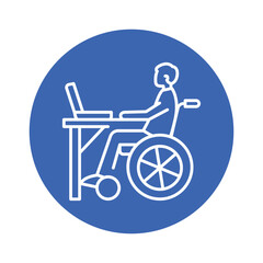 Fototapeta na wymiar Disabled worker color line icon. Disability. Isolated vector element.