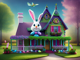 Cute Easter Bunny Background
