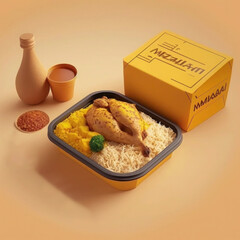 Delicious Quarter Grilled Chicken Meal with Yellow Rice and French Fries - Perfect for Ramadan! Halal and Flavorful Fast Food