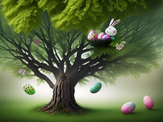 Cute Easter Bunny Background