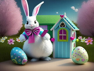 Cute Easter Bunny Background