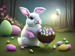 Cute Easter Bunny Background