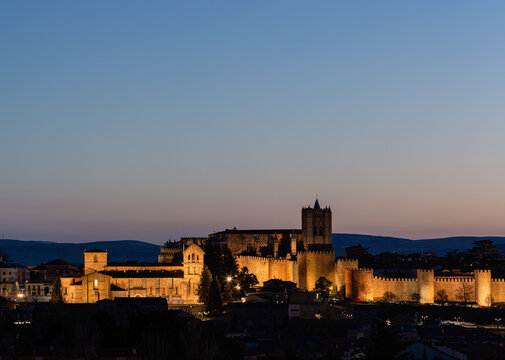 Old castle facade in evening time