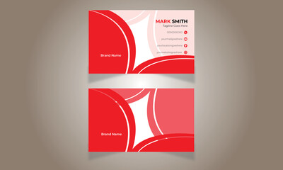 Creative Modern Business Card Design Template Red. Black and White Colors.