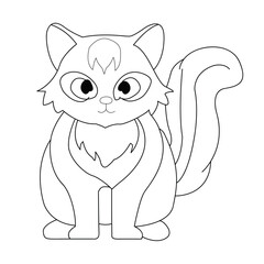 Cartoon Birman cat coloring page. Coloring page or book for kids. Hand drawn cartoon Birman cat vector illustration.