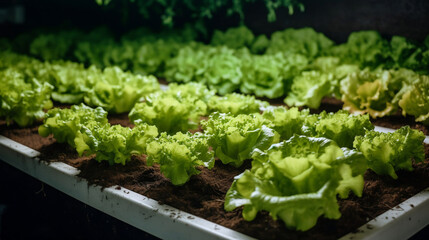 Fresh vegetable hydroponic system - organic vegetables. Generative AI.