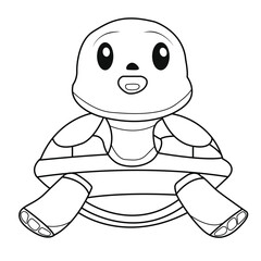 Cartoon turtle coloring page. Coloring page or book for kids. Hand drawn cartoon turtle vector illustration.