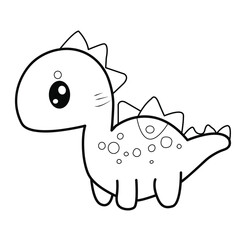 Cartoon dinosaur coloring page. Coloring page or book for kids. Hand drawn cartoon dinosaur vector illustration.