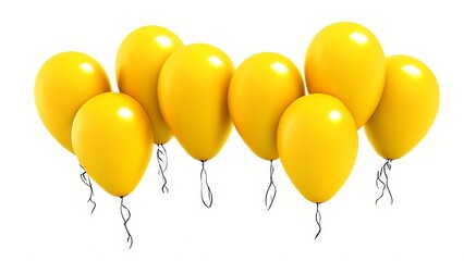 White backdrop with yellow balloons. Generative AI.