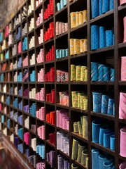 Closeup of colorful matching ties