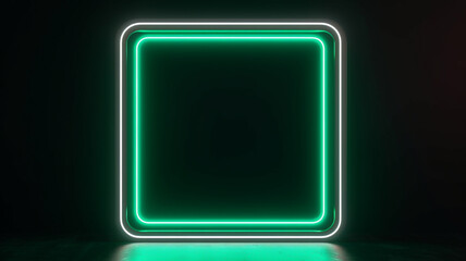 Neon glowing rectangle border, graphic resource for banner design or background wallpaper with empty space for image mock up or text.