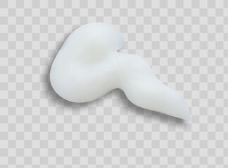 Realistic set of vector strokes of cosmetic cream. Smears of cosmetic white skin cream of various shapes and sizes, isolated on a transparent background. Top view