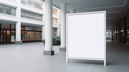 Large blank billboard inside shopping mall. Space for product advertisement display and marketing and promotion mock up for businesses.